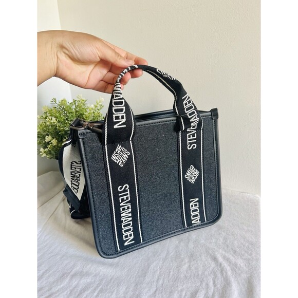 Steve Madden Black Denim Bwebber Crossbody Satchel w/ Coin Pouch NWT - Picture 10 of 12